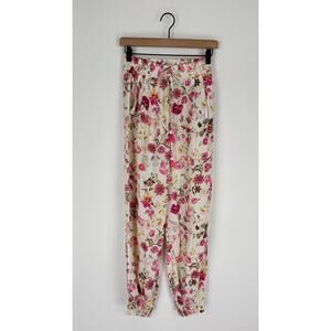 Hemant And Nandita Floral Metallic Jogger Pants Womens Size Small Pink Gold
